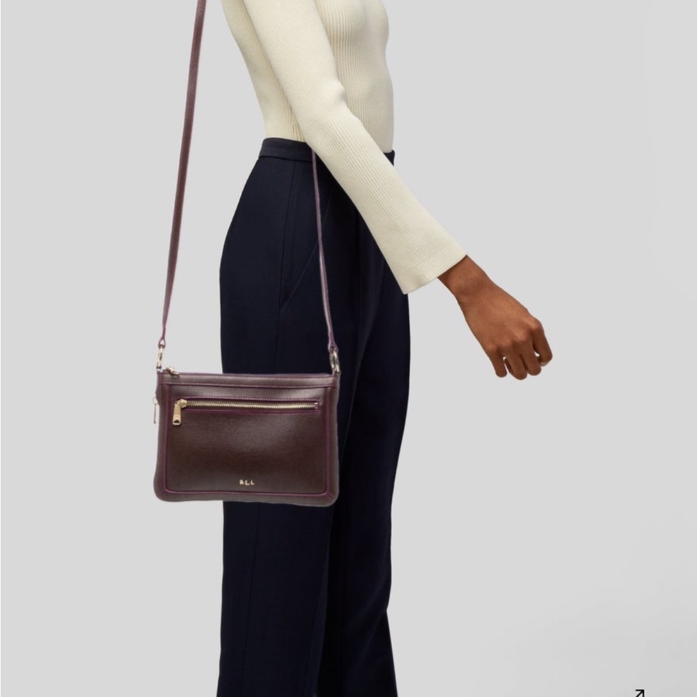 Ralph Lauren Brown Leather Messenger Crossbody Bag
